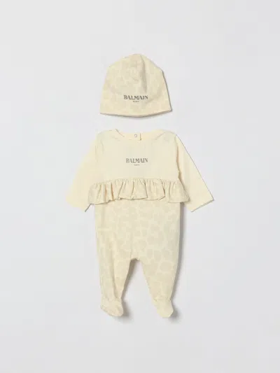 Balmain Babies' カバーオール  ボーイ カラー アイボリー In Neutral