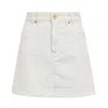 Balmain Trapeze Western Denim Mini Skirt In White