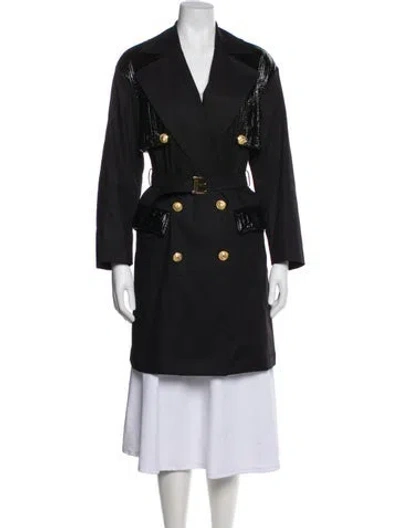 Pre-owned Balmain Trench Coat In Black