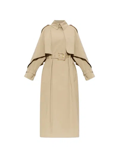 Balmain Collared Long-sleeved Coat In Neutral