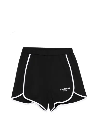 Balmain Kids'  Trendy Shorts With Contrasting Trim For Girls In Black