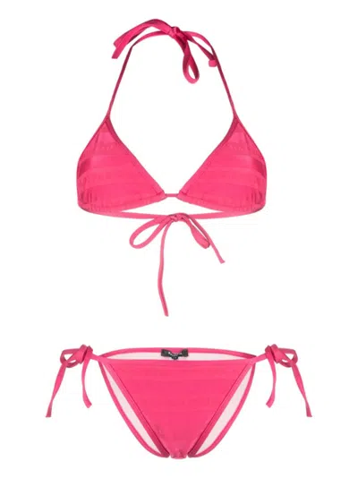 Balmain Triangle Bikini With Adjustable Ties In Pink