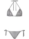 Balmain Triangle Bikini With Subtle Check Pattern In Silver
