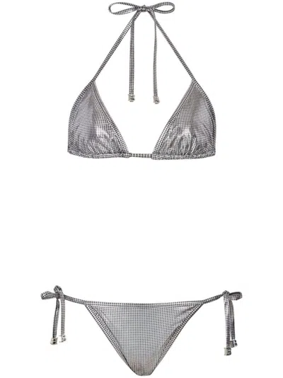 BALMAIN BALMAIN TRIANGLE BIKINI WITH SUBTLE CHECK PATTERN