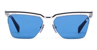Balmain Triomphe Ii - Silver / Black Havana Sunglasses In Blue