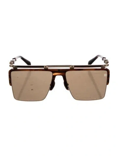 Pre-owned Balmain Triomphe Square Sunglasses In Brown
