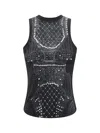 Balmain Pearl Crystal Trompe Loeil Tank Top In Noir/blanc