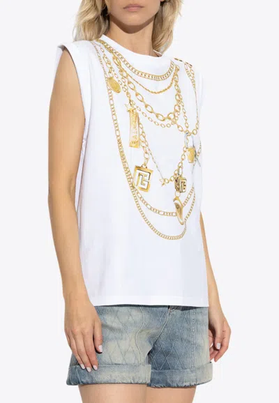 BALMAIN TROMPE-L'ŒIL-STYLE COLLIER-PRINT TOP