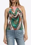 Balmain Sleeve Chain Print Top In Multi