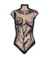 Balmain Body Script Trompe L'oeil Knit Cap-sleeve Bodysuit In Nude