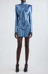 Balmain Body Print Trompe Loeil Knit Mini Dress In Sol Blue