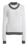 Balmain 3-buttons Tweed Trompe L'oeil Knit Sweeater In White
