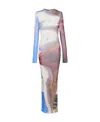 Balmain Trompe-l'oeil Printed Tulle Maxi Dress In Multicolor