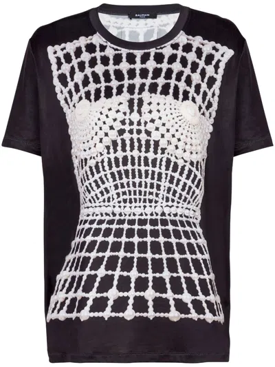 BALMAIN TROMPE L'OEIL-PRINT T-SHIRT