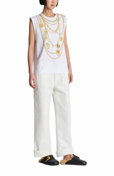 Balmain Trompe-l'oeil-style Collier Print Vest Top In White