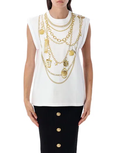 Balmain Trompe-l'œil Collier Print Vest Top