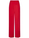 Balmain Straight Red Viscose Crepe Tailored Trousers In Red
