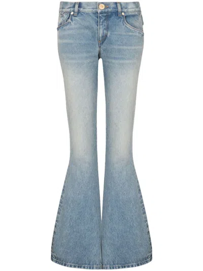 Balmain Horn Denim Trousers In Blue
