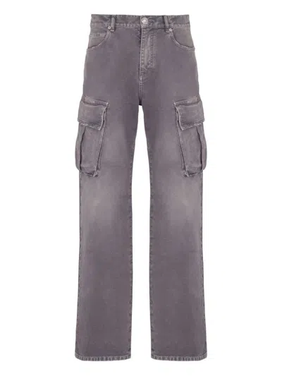 Balmain Cargo Straight Trousers Belt Loops In Purple