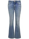 Balmain Flared Cotton Jeans Distressed Finish In Blue Denim