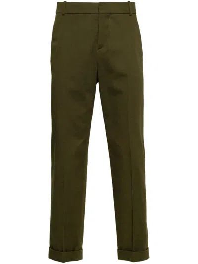 Balmain Cotton Tapered Trousers In Brown