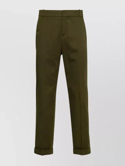 Balmain Trousers Straight Leg Turn-up Cuffs In Green