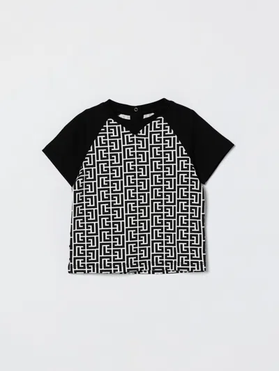Balmain Babies' Tシャツ  ボーイ カラー ブラック In Black