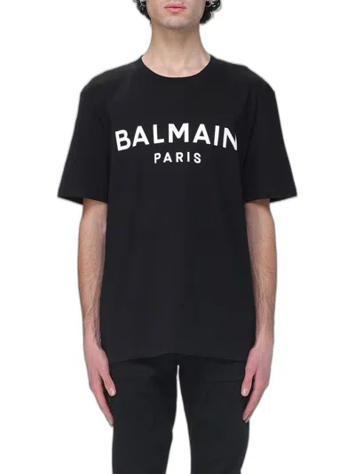 Balmain Cotton Logo Print Regular Fit T-shirt In Black