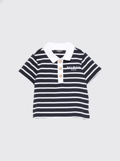 Balmain Babies'  Tシャツ ボーイ カラー ブルー In Blue
