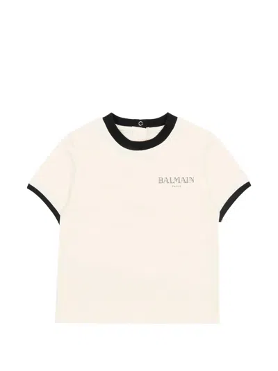 Balmain Kids'  T-shirt With Logo In White