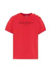 Balmain Logo-print Button-detail T-shirt In Red