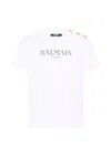 Balmain Button Logo-embroidery T-shirt In White