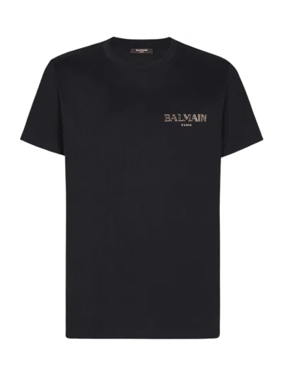 Balmain T-shirt With Vintage Gel Logo In Black