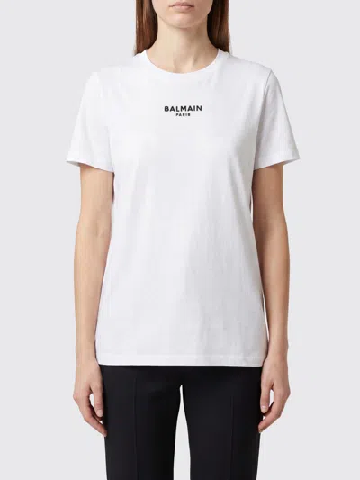 BALMAIN BALMAIN SLIM FIT CONTRASTING LOGO COTTON T-SHIRT,I57680001