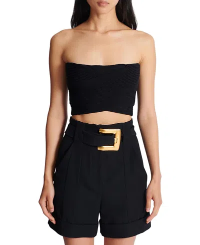 Balmain Tube-knit Bra Top In Black