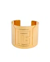 Balmain Tubular Bracelet In Engraved Brass In Gold