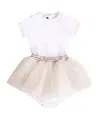 Balmain Tulle Panelled Dress In White