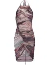 Balmain Abstract Pattern Halterneck Dress In Grey