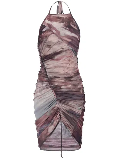 Balmain Pastel-print Tulle Dress In Multicolor