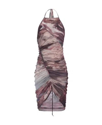BALMAIN BALMAIN ABSTRACT PATTERN HALTERNECK DRESS