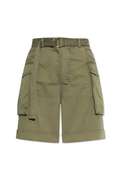 Balmain Turn-up Hem Cargo Shorts In Green