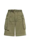 Balmain Turn-up Hem Cargo Shorts In Kaki