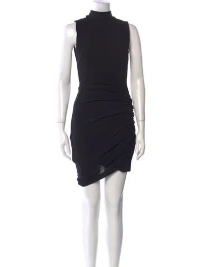 Pre-owned Balmain Turtleneck Knee-length Dress In Black