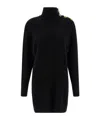 Balmain Turtleneck Mini Dress Decorative Buttons In Multi