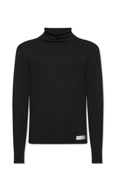 Balmain Turtleneck Knitted Top In Black