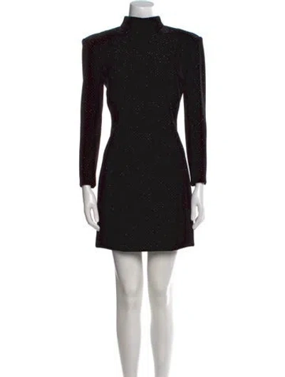 Pre-owned Balmain Turtleneck Mini Dress In Black