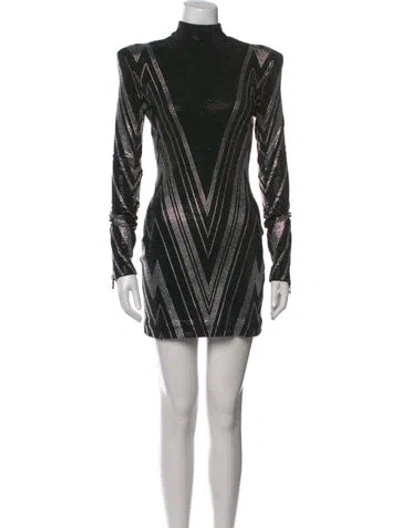 Pre-owned Balmain Turtleneck Mini Dress In Black