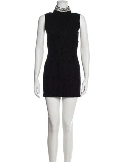 Pre-owned Balmain Turtleneck Mini Dress In Black