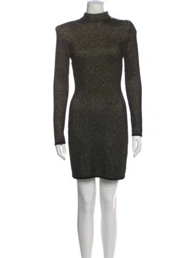 Pre-owned Balmain Turtleneck Mini Dress In Black