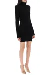 Balmain Long-sleeve Textured Minidress In Black